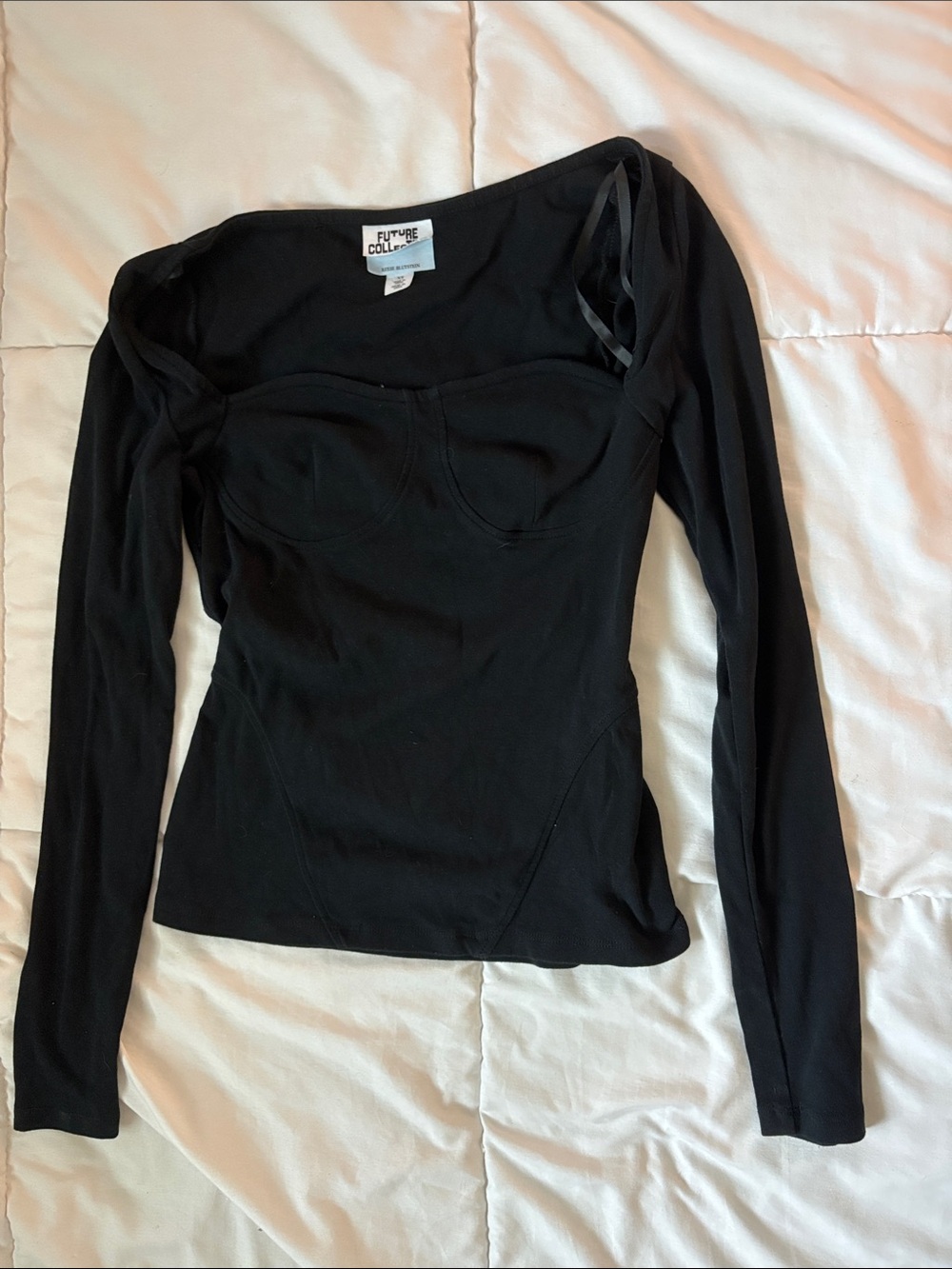Future Collective Black Long-Sleeve Bustier Tee